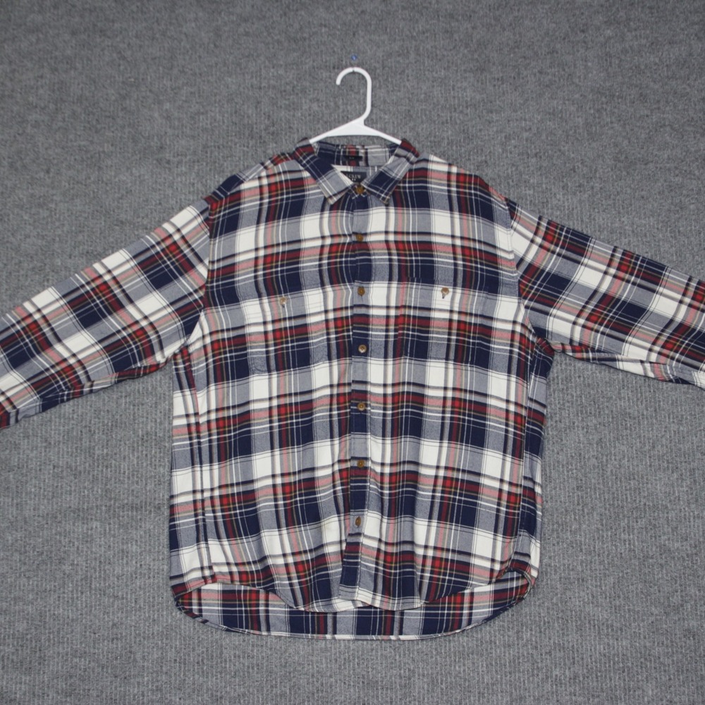 J Crew Slim Fit Plaid Flannel Shirt Mens XL Red Black Casual Soft